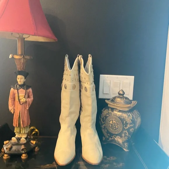 Donald J. Pliner Cream Studded Combat Boots - Picture 4 of 5